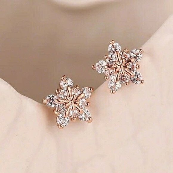 Jewelry - Ear Studs Five-petal Flower Twinkling Alloy Earring